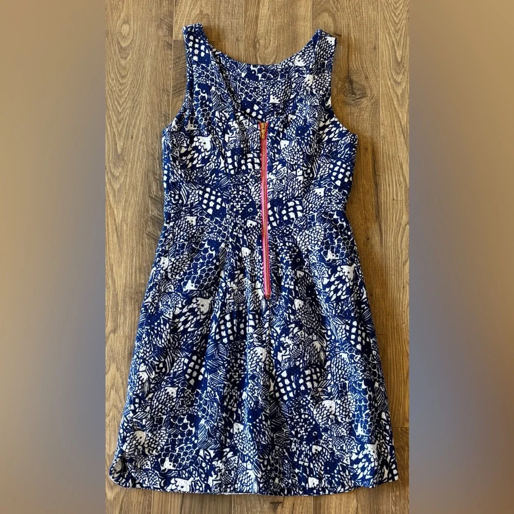 Lilly Pulitzer for Target “Upstream” Shift Dress Size 4 Blue & White Fish Print - Picture 4 of 6